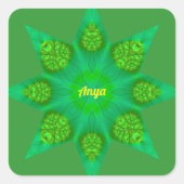 アンヤ~わあ!八角形グリーンスターフラクタルデザイン~ スクエアシール (正面)