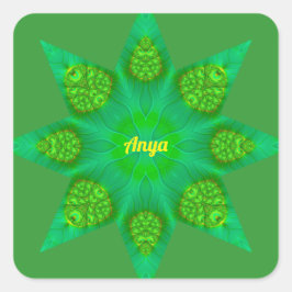 アンヤ～わあ！八角形グリーンスターフラクタルデザイン～ スクエアシール