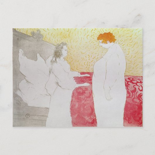 アンリデトゥールーズロートレック |ベッドの女性、プロフィール ポストカード (正面)