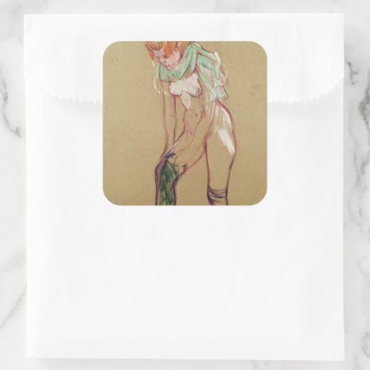 アンリデトゥールーズロートレック | Sを引き上げる女性 スクエアシール (バッグ)