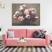 アンリファンタンラトゥールヴィンテージ牡丹の花瓶 キャンバスプリント (インサイチュ (リビング))