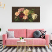 アンリファンティンラトゥールヴィンテージテーブルの素敵なバラ キャンバスプリント (インサイチュ (リビング))