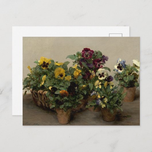 アンリファンティンラトゥールヴィンテージパンシーパープルイエロー ポストカード (正面/裏面)