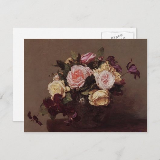 アンリファンティンラトゥール – バラとクレマティス ポストカード (正面/裏面)