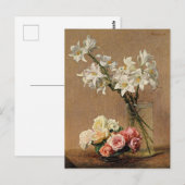 アンリファンティンラトゥール – バラとユリ ポストカード (正面/裏面)