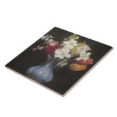 アンリラトゥールブルー花瓶の水仙とチューリップ タイル (側面)