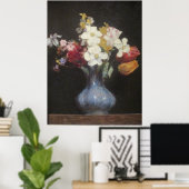 アンリラトゥールブルー花瓶の水仙とチューリップ ポスター (ホームオフィス)