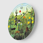 アンリルソーエキゾチック風景（ライオン） ラージ壁時計 (傾斜)