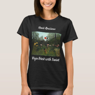 アンリルーソーのヴァージン林とサンセットブラック Tシャツ