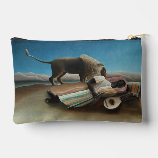 アンリルーソー眠るジプシーライオンズ絵を描ズ アクセサリーポーチ (裏面)