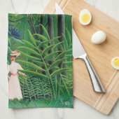 アンリルーソー – エキゾチックな森の中の女性歩く キッチンタオル (四つ折り)