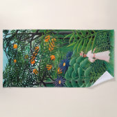 アンリルーソー – エキゾチックな森の中の女性歩く ビーチタオル (正面)