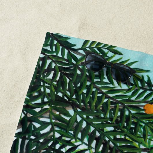 アンリルーソー – エキゾチックな森の中の女性歩く ビーチタオル (インサイチュ)