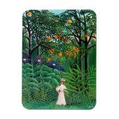 アンリルーソー – エキゾチックな森の中の女性歩く マグネット (縦)