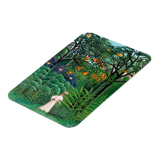 アンリルーソー – エキゾチックな森の中の女性歩く マグネット (左側)