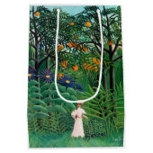 アンリルーソー – エキゾチックな森の中の女性歩く ミディアムペーパーバッグ (裏面)