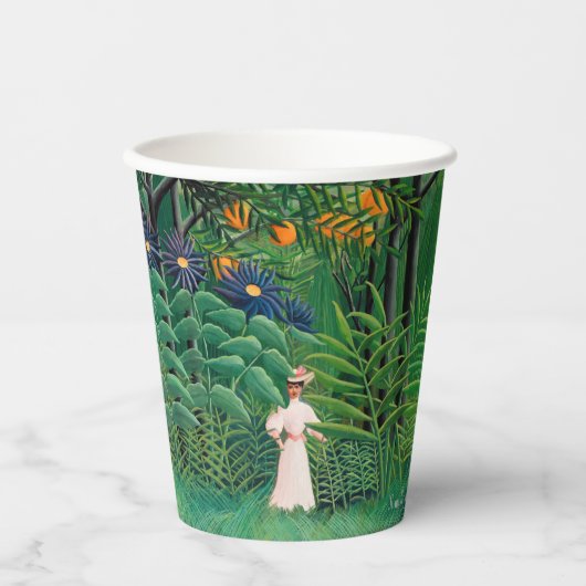 アンリルーソー – エキゾチックな森の中の女性歩く 紙コップ (正面)