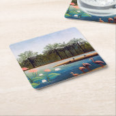 アンリルーソー – ザフラミンゴ スクエアペーパーコースター (アングル)