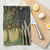 アンリルーソー – モンキーズ&オウムinヴァージンフォレスト キッチンタオル (四つ折り)