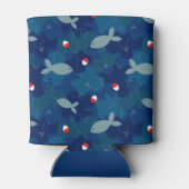 アンリング魚釣りパーソナライズされたブルー迷彩柄 缶クーラー (裏面)