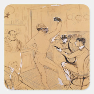 アンリーdeツールーズLautrec   Chocolatの踊り1896年 スクエアシール