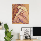 アンリ・ド・トゥールーズ・ラウトルで髪をコンビングする女性 ポスター (ホームオフィス)