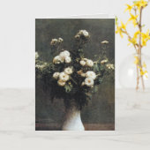 アンリ·ファンティン·ラトゥール·菊の白い花瓶 カード (黄色い花)