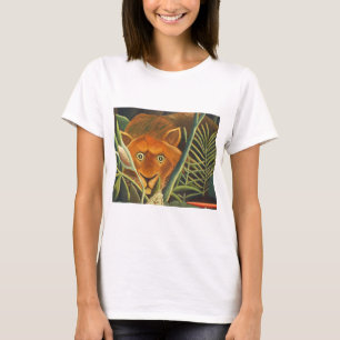 アンリ·ルソーが草から虎を覗き込む Tシャツ