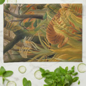 アンリ・ルソーによる熱帯性嵐の中のトラ キッチンタオル (折り畳み)