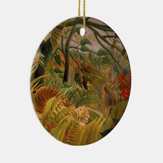 アンリ・ルソーによる熱帯性嵐の中のトラ セラミックオーナメント (右)