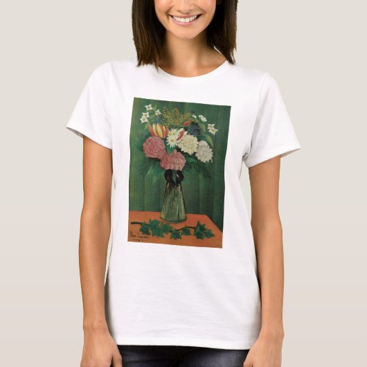 アンリ・ルソーによる蔦の花 - ビンテージの花柄 Tシャツ (正面)