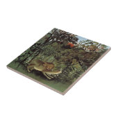 アンリ・ルソーによる『飢えたライオン』、ヴィンテージの野生動物 タイル (側面)