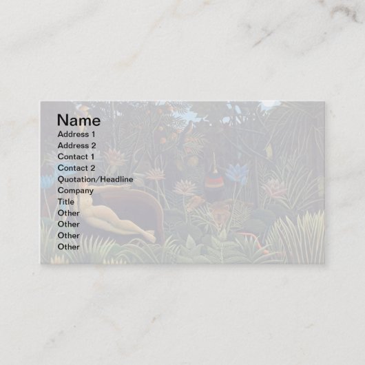 アンリ・ルソーの夢 – ジャングル女性と動物 名刺 (正面)