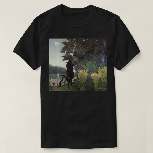 アンリ・ルソー1907年のスネークシャルマー Tシャツ (デザイン正面)