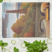 アンリ・ルソー – セーヌとエッフェルタワーinサンセット キッチンタオル (折り畳み)