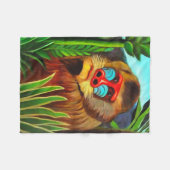 アンリ・ルソー・マンドリルインザジャングルヴィンテージ・アート フリースブランケット (正面(横))