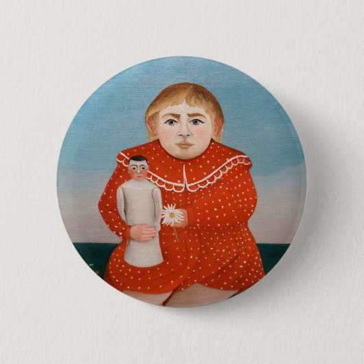 アンリ・ルソー - 人形を持つ子供 缶バッジ (正面)