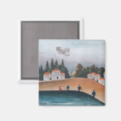 アンリ・ルソー - 漁師と複葉機 マグネット (正面/裏面)