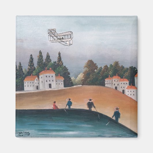 アンリ・ルソー - 漁師と複葉機 マグネット (正面)