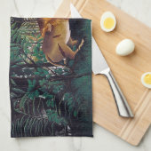 アンリ・ルソー – 空腹のライオン キッチンタオル (四つ折り)