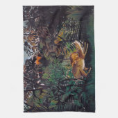 アンリ・ルソー – 空腹のライオン キッチンタオル (縦)