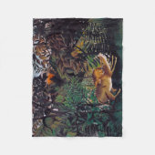 アンリ・ルソー – 空腹のライオン フリースブランケット (正面)