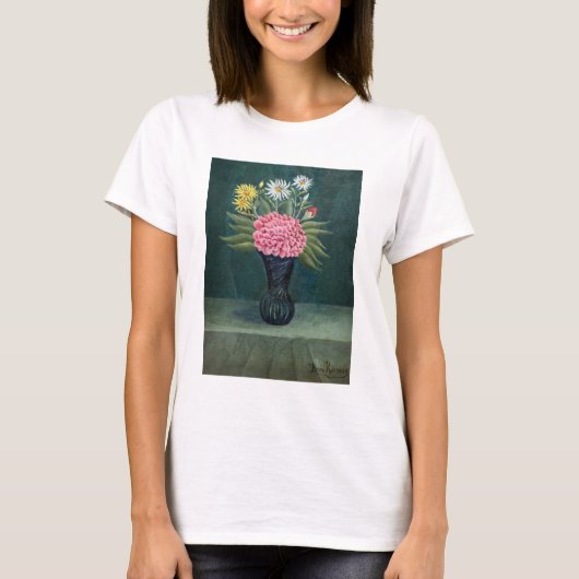 アンリ・ルソー - 花瓶のダリアとデイジー Tシャツ (正面)