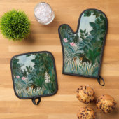 アンリ・ルソー – 赤道ジャングル 鍋つかみ&鍋敷きセット (トップダウン)