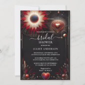 アンルビークラレットホワイトハートレッドブラックブライダルシャワー 招待状 (正面)