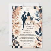 アンレトロスタジオクリエイティブ図解入りの、写真付きのブライダルシャワー 招待状 (正面)