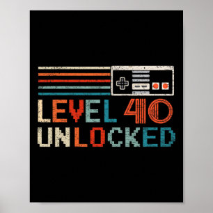 アンロックされたレベル40誕生日ボーイビデオゲームコントロール ポスター