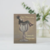 アンワインディングおもしろいヴィンテージワインギャルガラスポストカード ポストカード (スタンド正面)