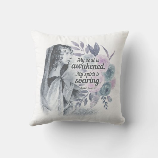 アンンブロンテ引用文私の魂が目覚めたフローラ クッション (裏面)