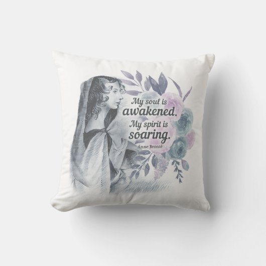 アンンブロンテ引用文私の魂が目覚めたフローラ クッション (正面)